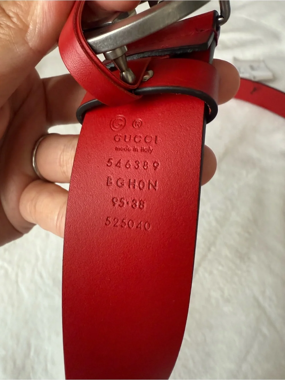 Gucci Double G Red Leather Belt 95